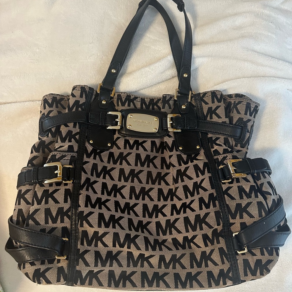 Michael Kors Black and Tan Logo Tote